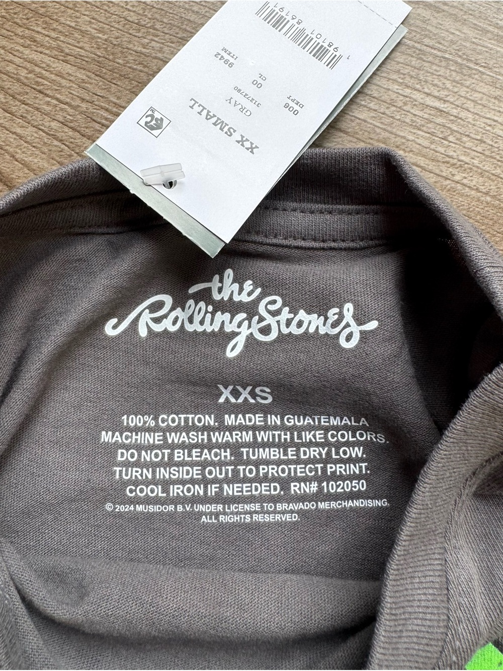 graphic t-shirt “The Rolling Stones Some Girls Neon Tongue” grey NEW XXS - Picture 4 of 5